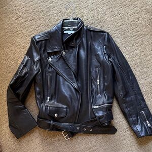 ANTONIO MELANI Black Leather Moto Jacket